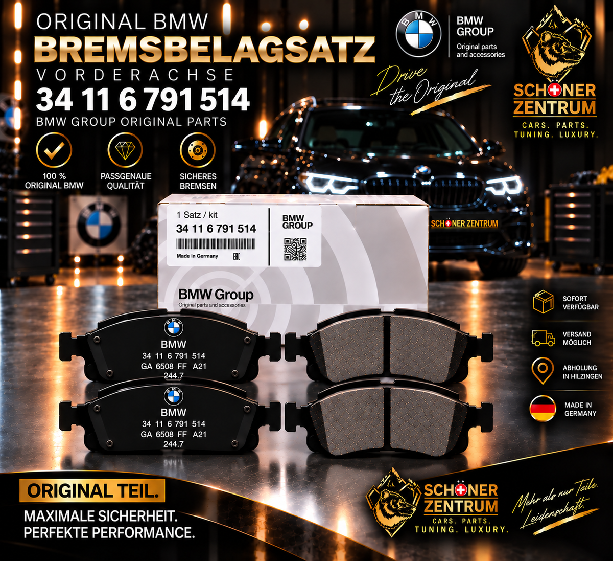 BMW Original Bremsbelagsatz 34116791514 – Schöner Zentrum