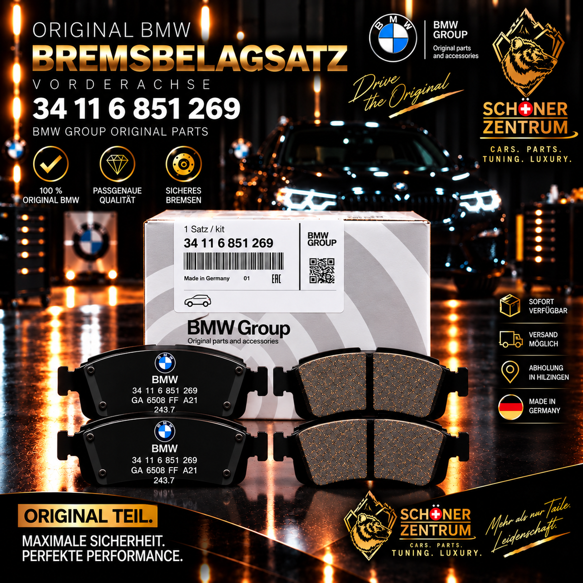 BMW Original Bremsbelagsatz Vorderachse 34 11 6 851 269 – Schöner Zentrum