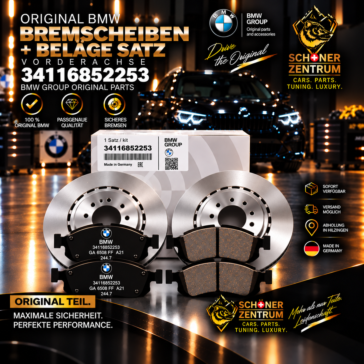 BMW Original Bremsbelagsatz Vorderachse 34116852253 – Schöner Zentrum