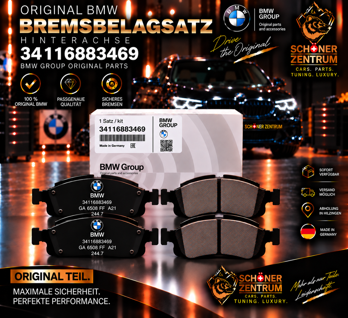 BMW Original Bremsbeläge vorne 34116883469 – Schöner Zentrum