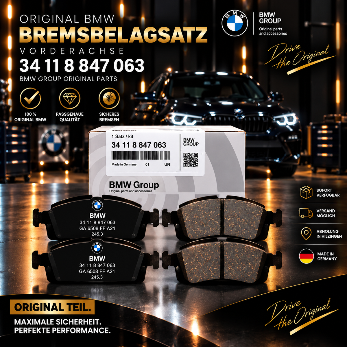 BMW Original Bremsbelagsatz Vorderachse 34 11 8 847 063