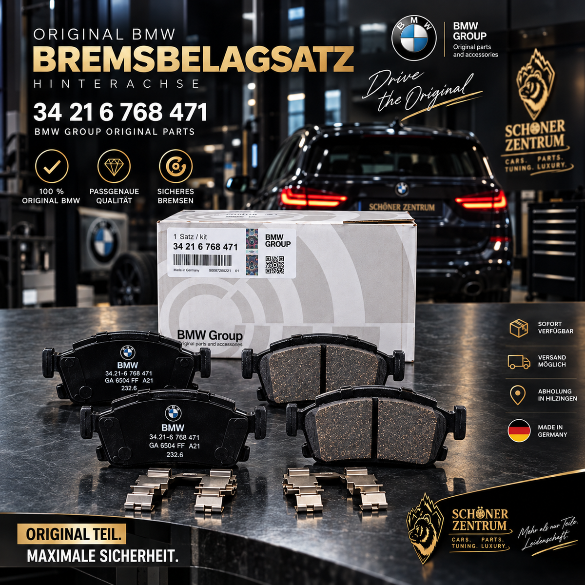 BMW Original Bremsbelagsatz 34 21 6 768 471 – Schöner Zentrum – quadratisches Produktbild
