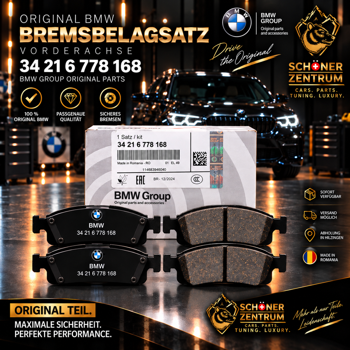 BMW Original Bremsbelagsatz Hinterachse 34 21 6 778 168 – Schöner Zentrum