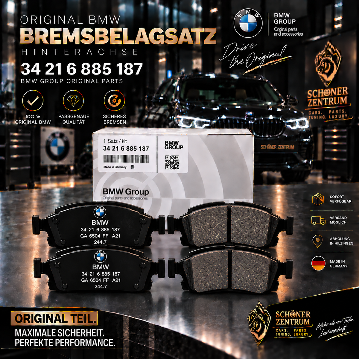 BMW Original Bremsbelagsatz Hinterachse 34 21 6 885 187 – Schöner Zentrum
