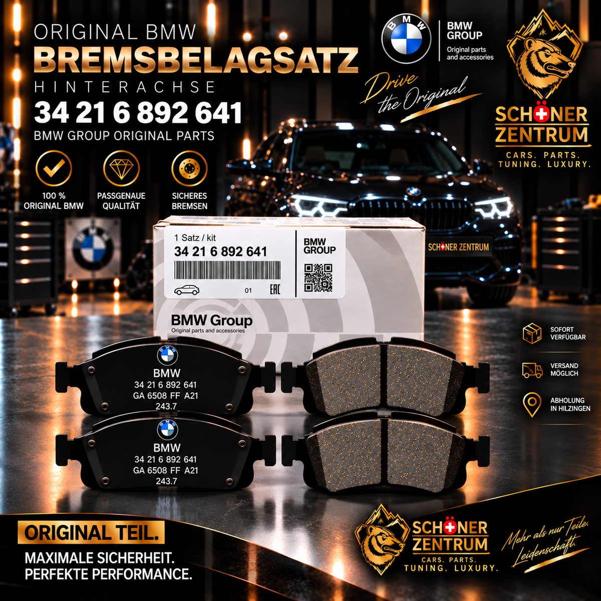 BMW Original Bremsbelagsatz Hinterachse 34 21 6 892 641 – Schöner Zentrum