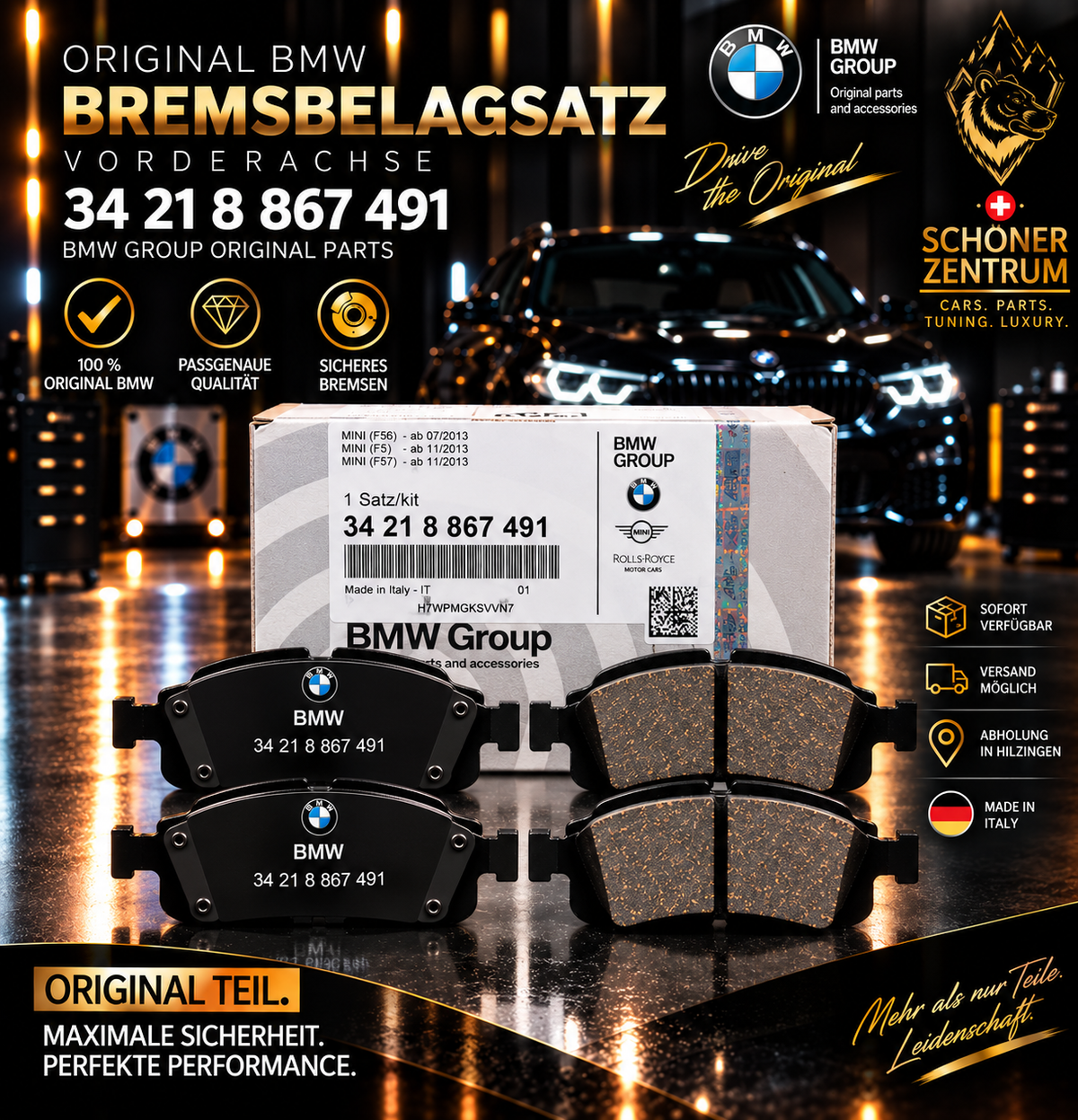 BMW Original Bremsbelagsatz 34 21 8 867 491 – Schöner Zentrum