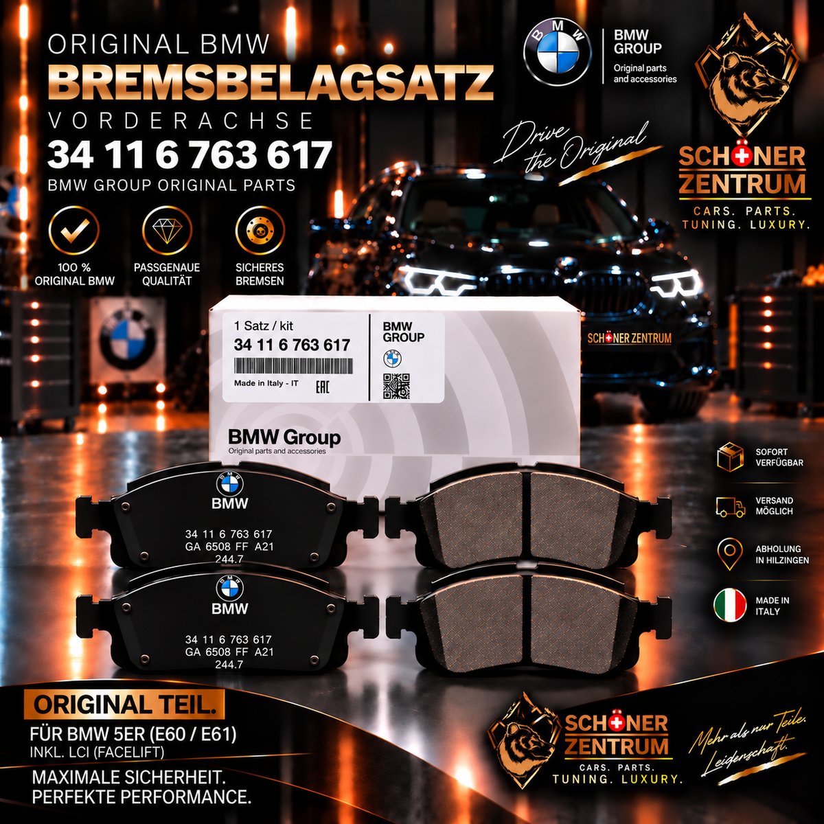 Original BMW Bremsbelagsatz 34116763617 Vorderachse