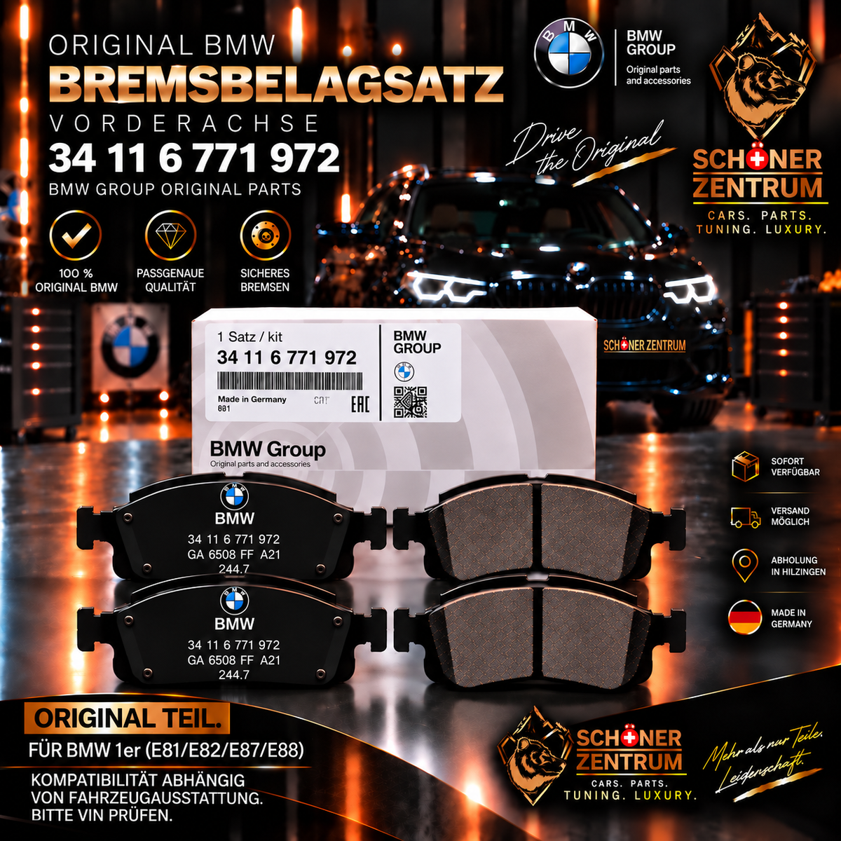 Original BMW Bremsbelagsatz 34116771972 Vorderachse