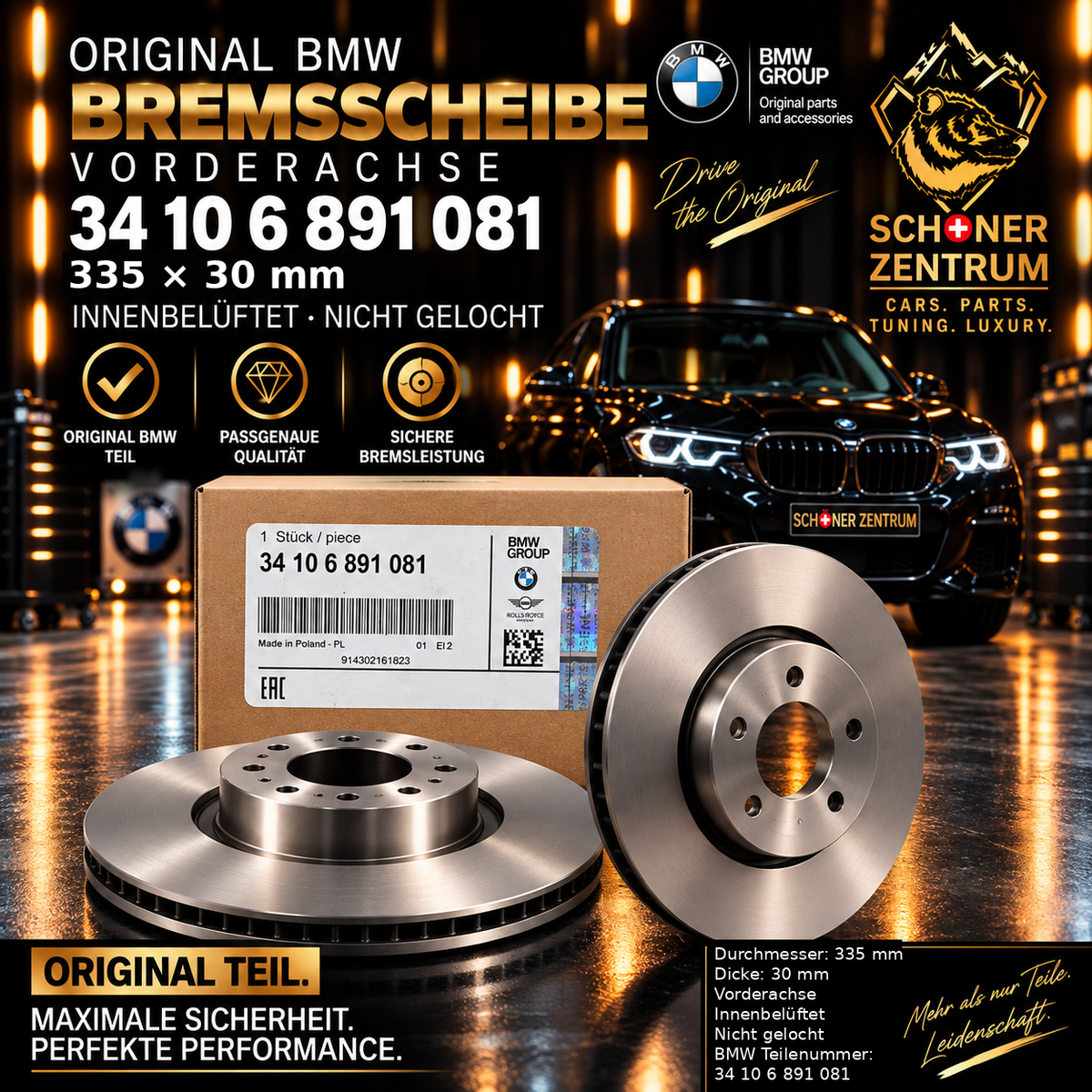 Original BMW Bremsscheibe 34106891081 Vorderachse – Schöner Zentrum