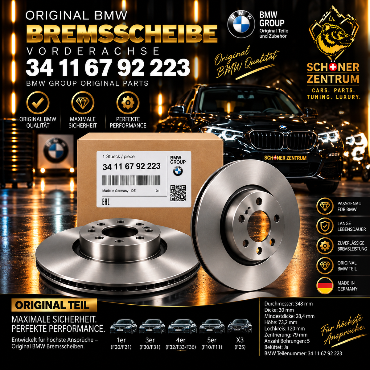 Original BMW Bremsscheibe Vorderachse 34116792223 – Schöner Zentrum