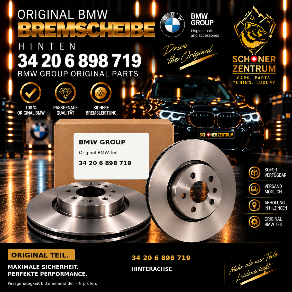 BMW Bremsscheibe 34206898719 hinten ungelocht – Schöner Zentrum