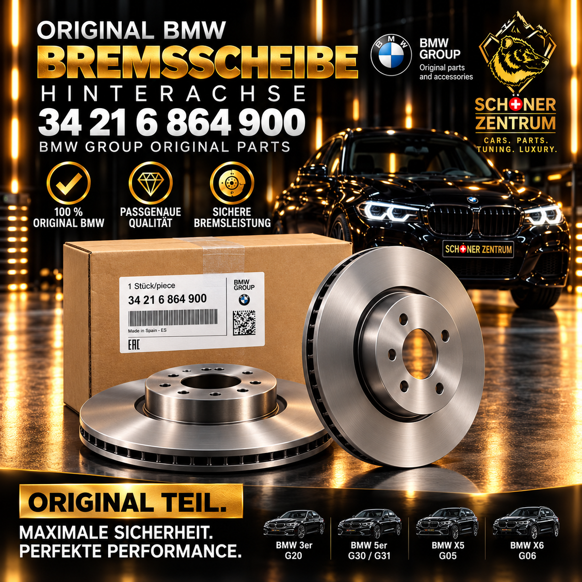 Original BMW Bremsscheibe 34216864900 Hinterachse – Schöner Zentrum