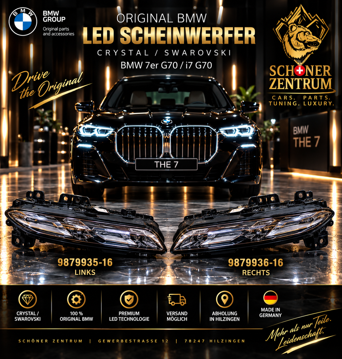 Original BMW 7er G70 i7 LED Crystal Swarovski Scheinwerfer Set 9879935 9879936