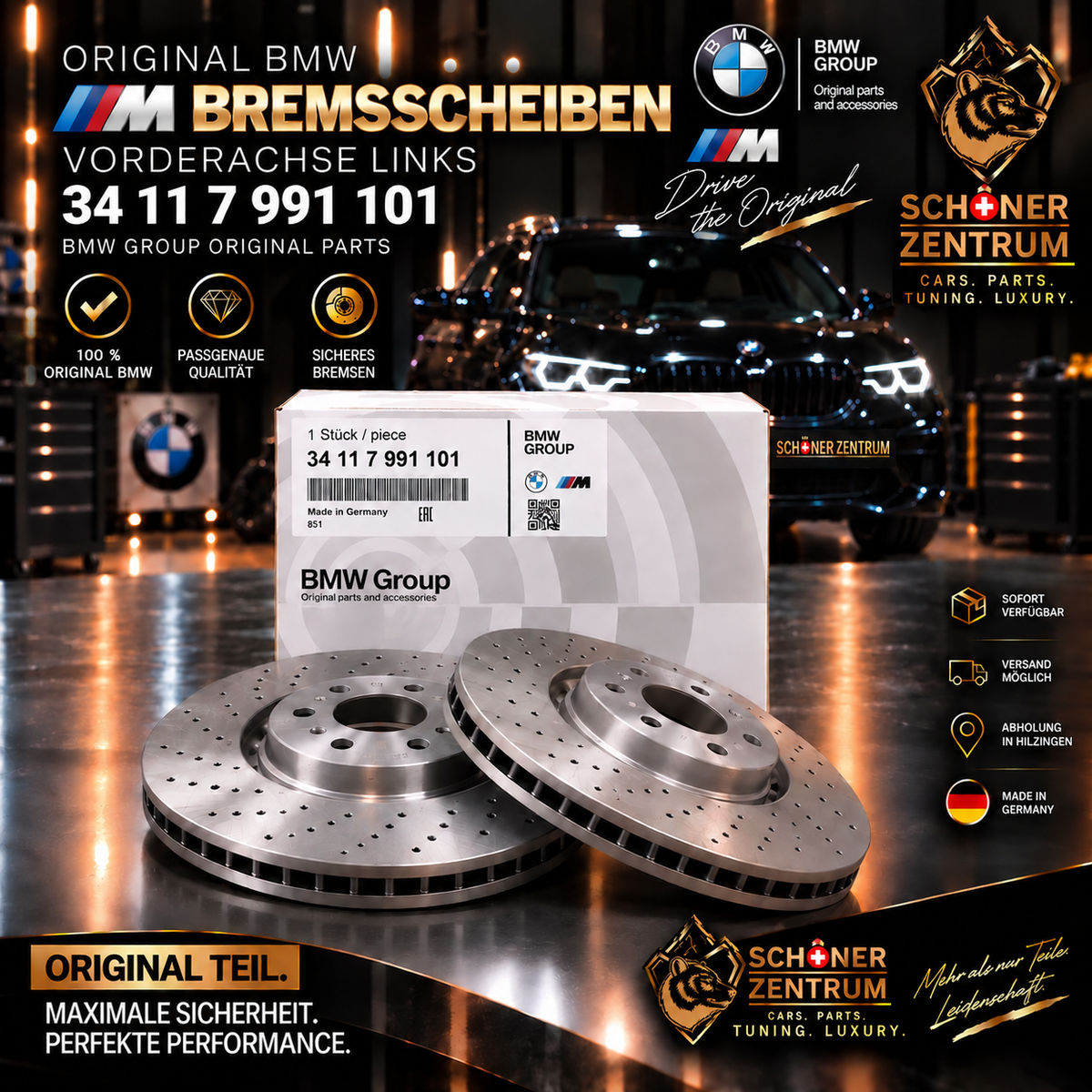 Original BMW M Bremsscheibe 34117991101 Vorderachse links