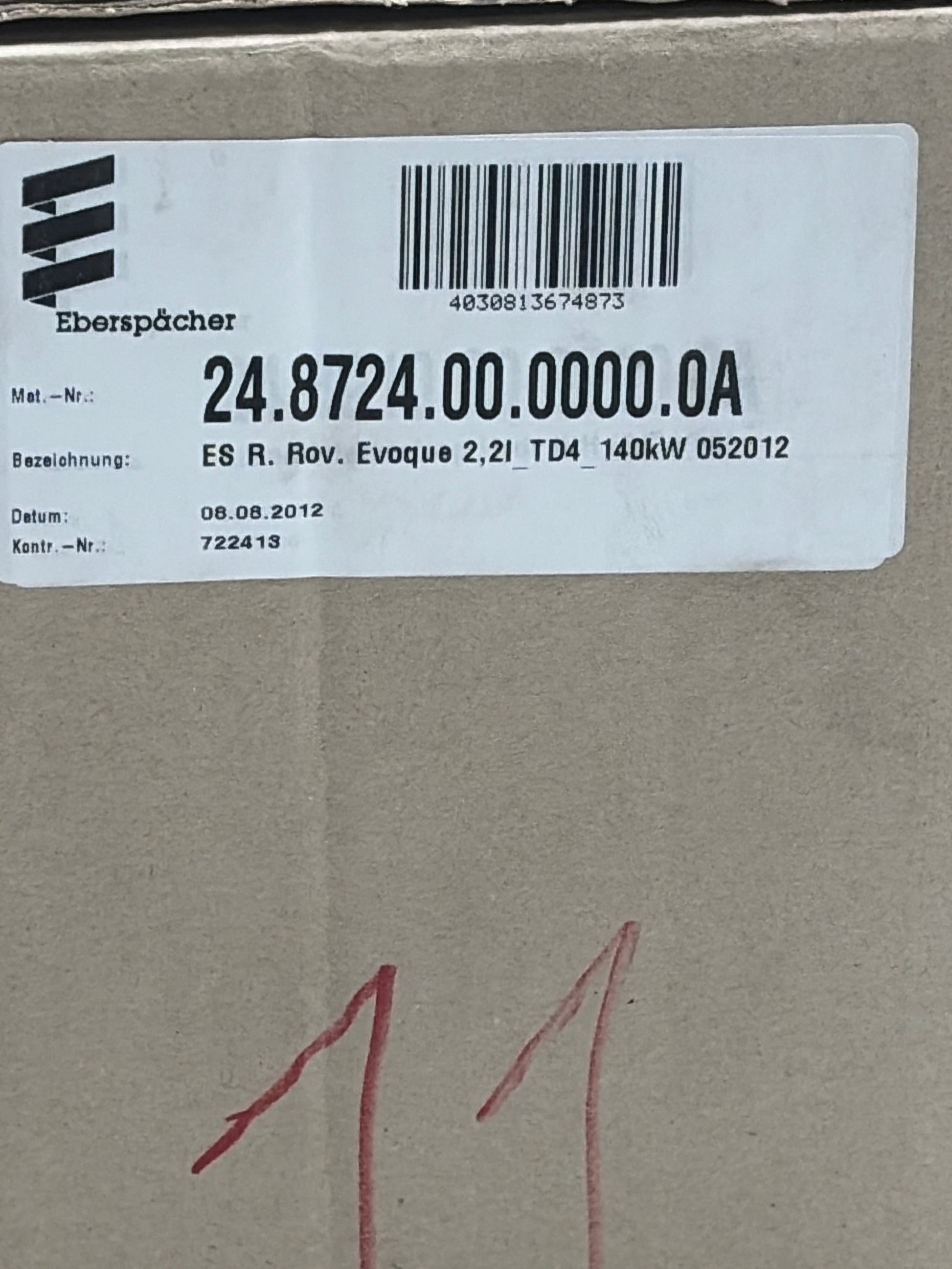 Eberspächer ES R. Rov. Evoque 2,2l TD4 140kW 052012 24.8724.00.0000.0A