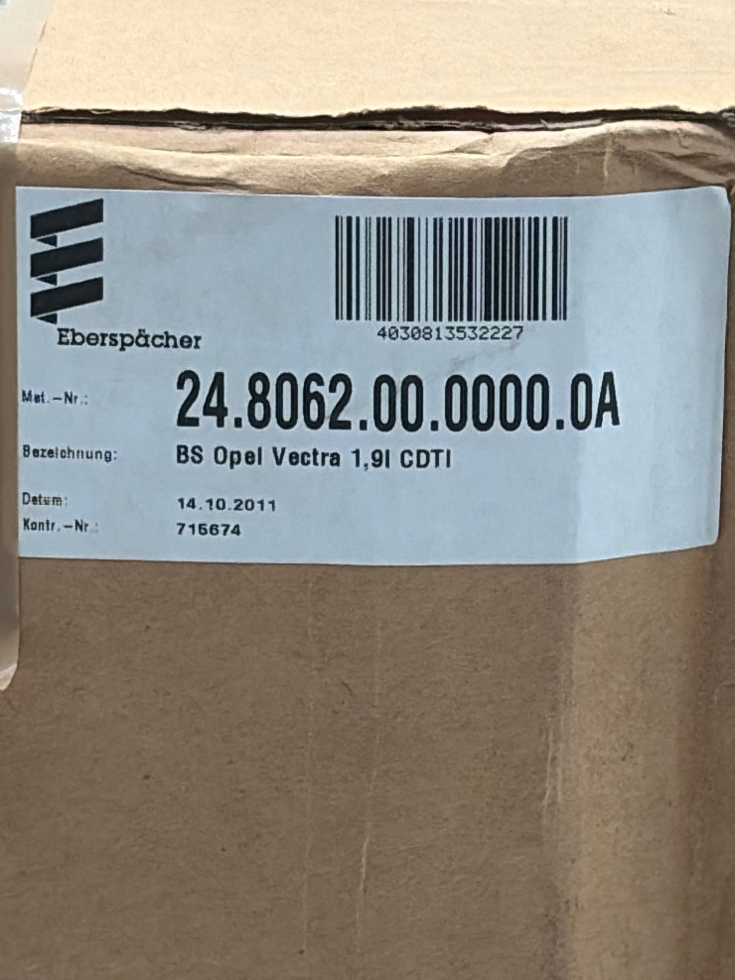 Eberspächer BS Opel Vectra 1,9l CDTI 24.8062.00.0000.0A