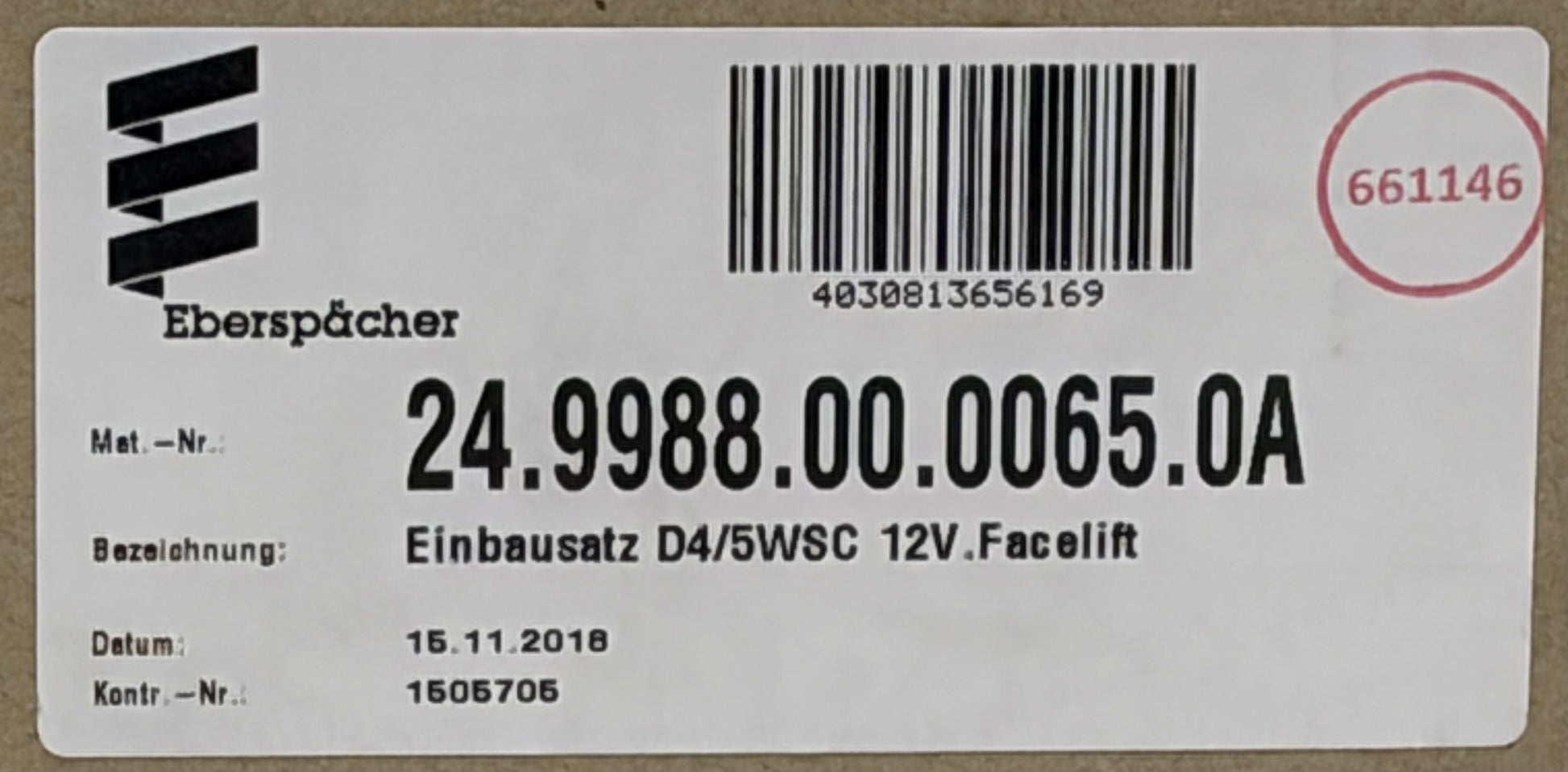 Eberspächer Einbausatz D4/5WSC 12V.Facelift 24.9988.00.0065.0A