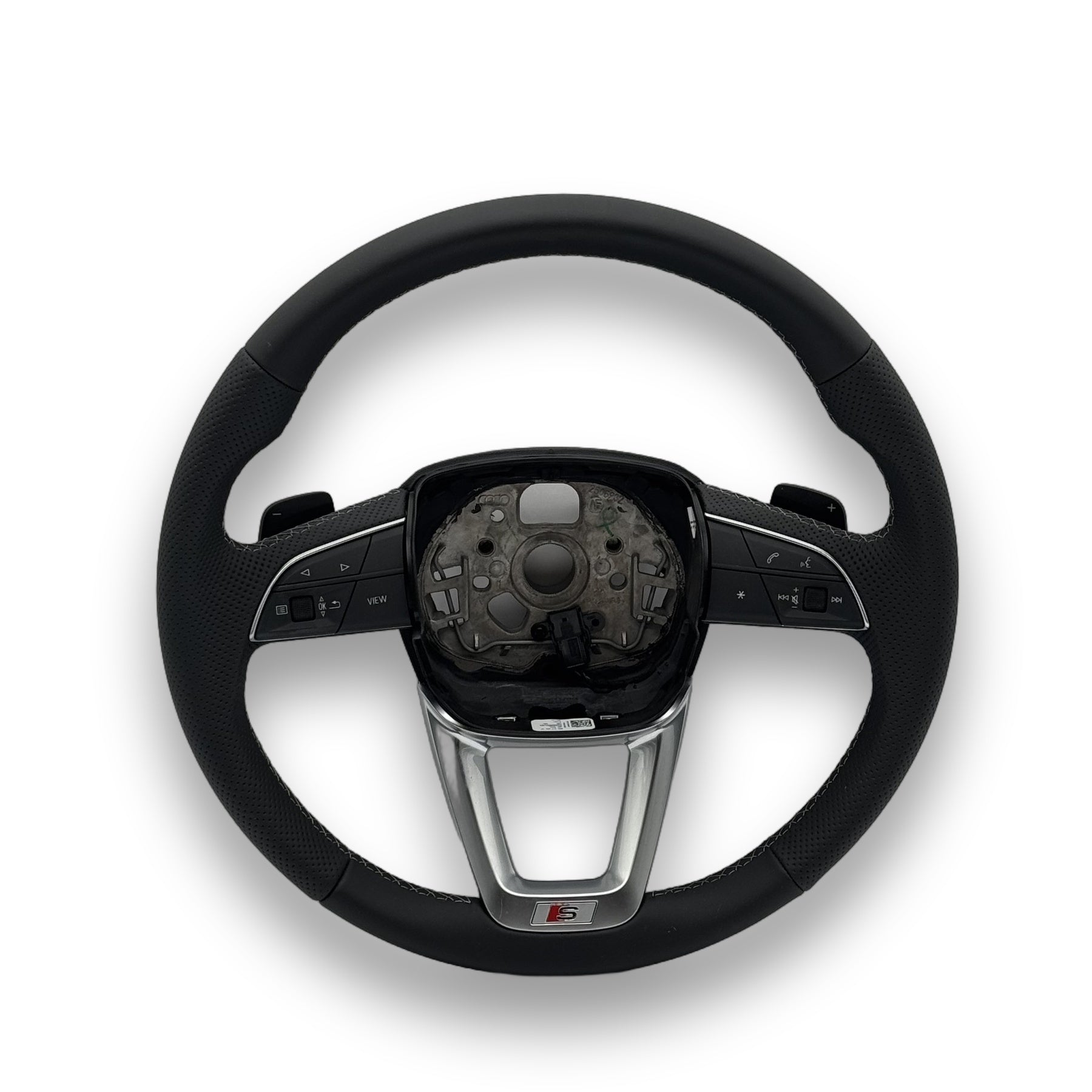Original Audi S-Line Multifunktionssportlenkrad, Teilnummer 80A419091CF, Flachboden-Design, Leder soul/felsgrau