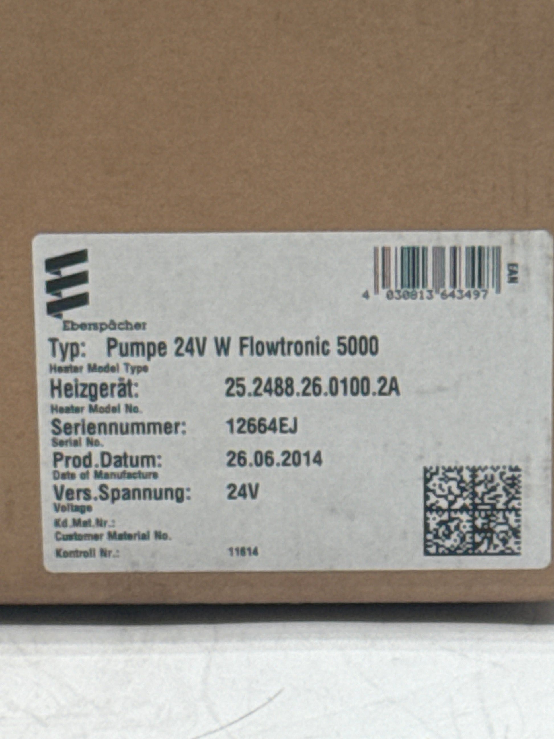 Eberspächer Pumpe 24V W Flowtronic 5000 25.2488.26.0100.2A