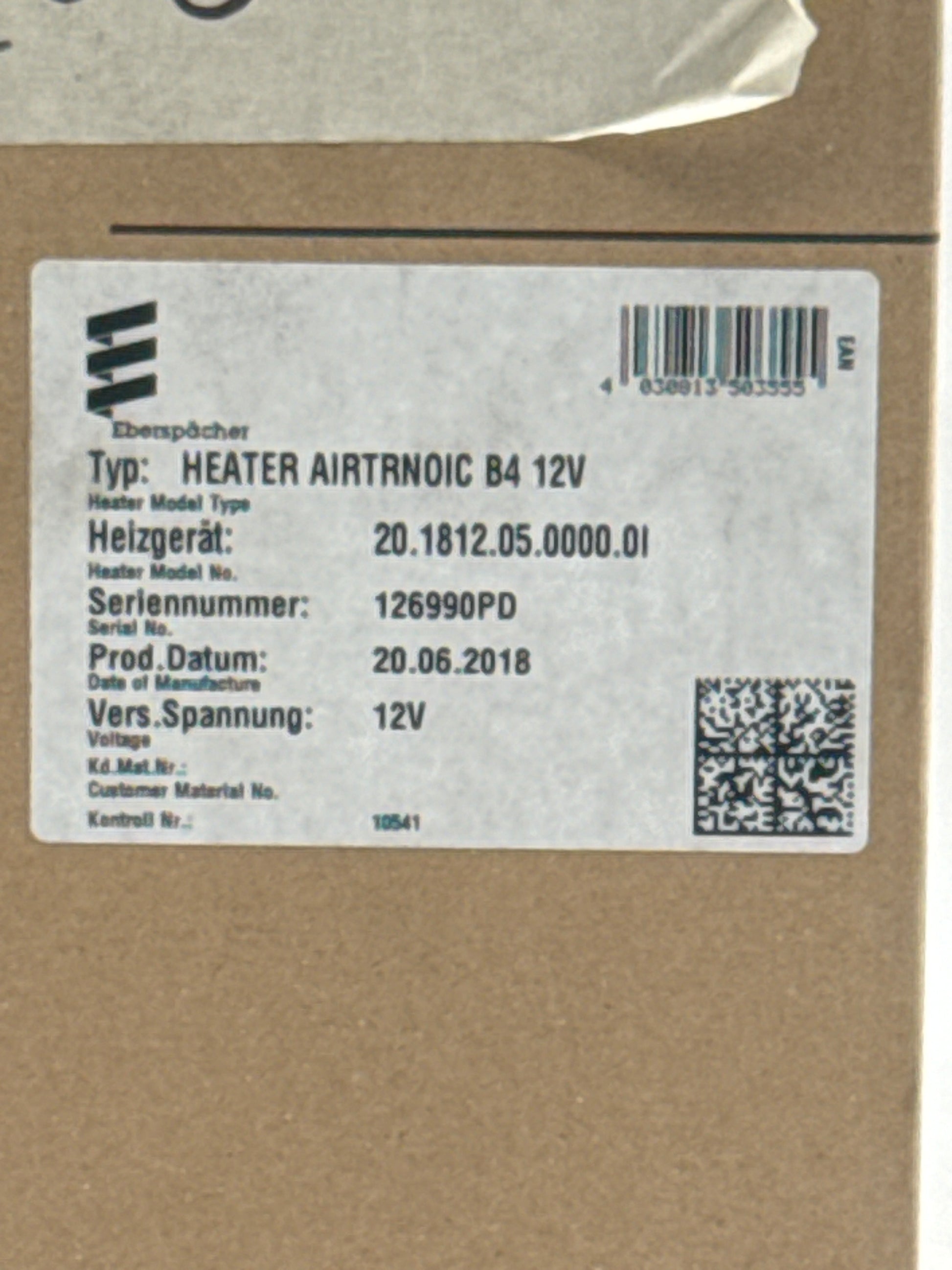 Eberspächer HEATER AIRTRONIC B4 12V 20.1812.05.0000.0I