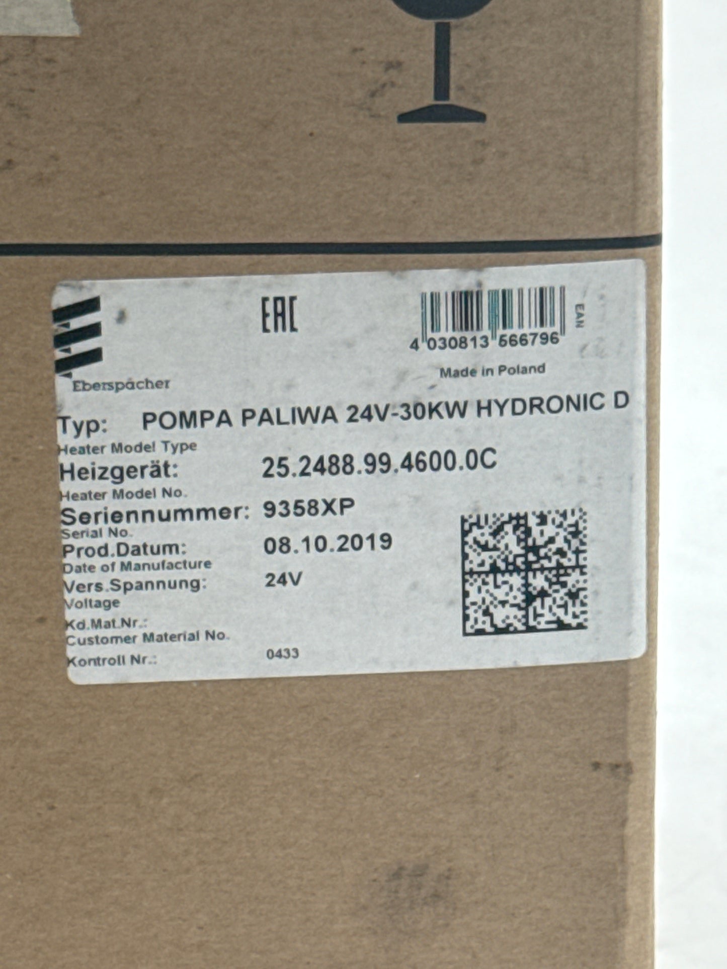 Eberspächer POMPA PALIWA 24V-30KW HYDRONIC D 25.2488.99.4600.0C