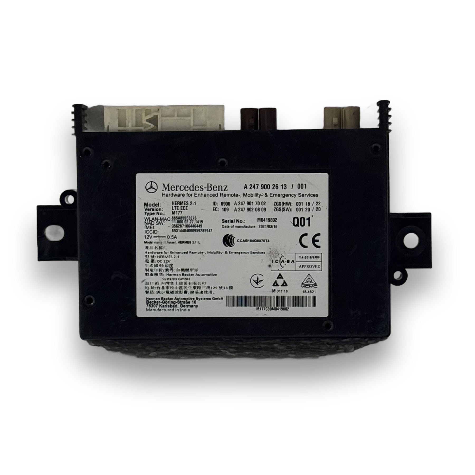 Steuergeräte (ECU / TCU) Mercedes-Benz A2479002613 – Vorderseite