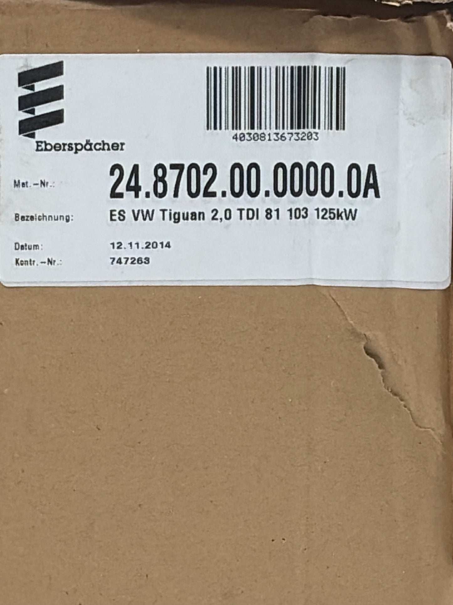 Eberspächer ES VW Tiguan 2,0 TDI 81 103 125kW 24.8702.00.0000.0A