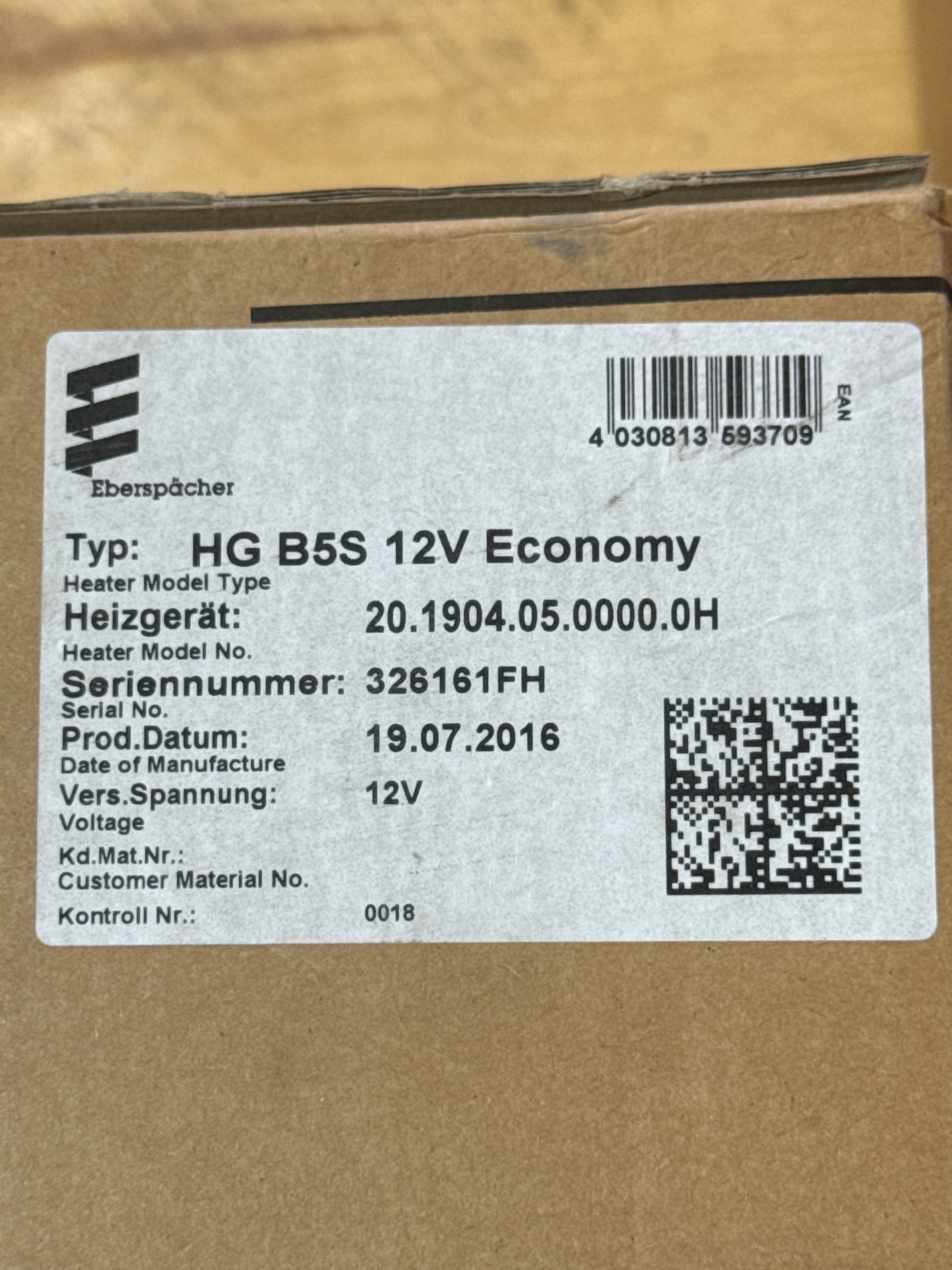 Eberspächer HG B5S 12V Economy 20.1904.05.0000.0H