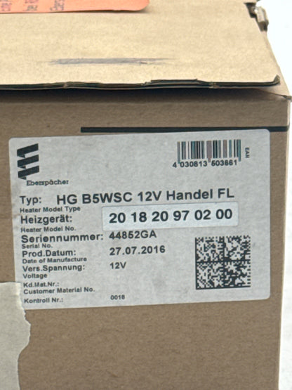 Eberspächer HG B5WSC 12V Handel FL 20.1820.97.0200