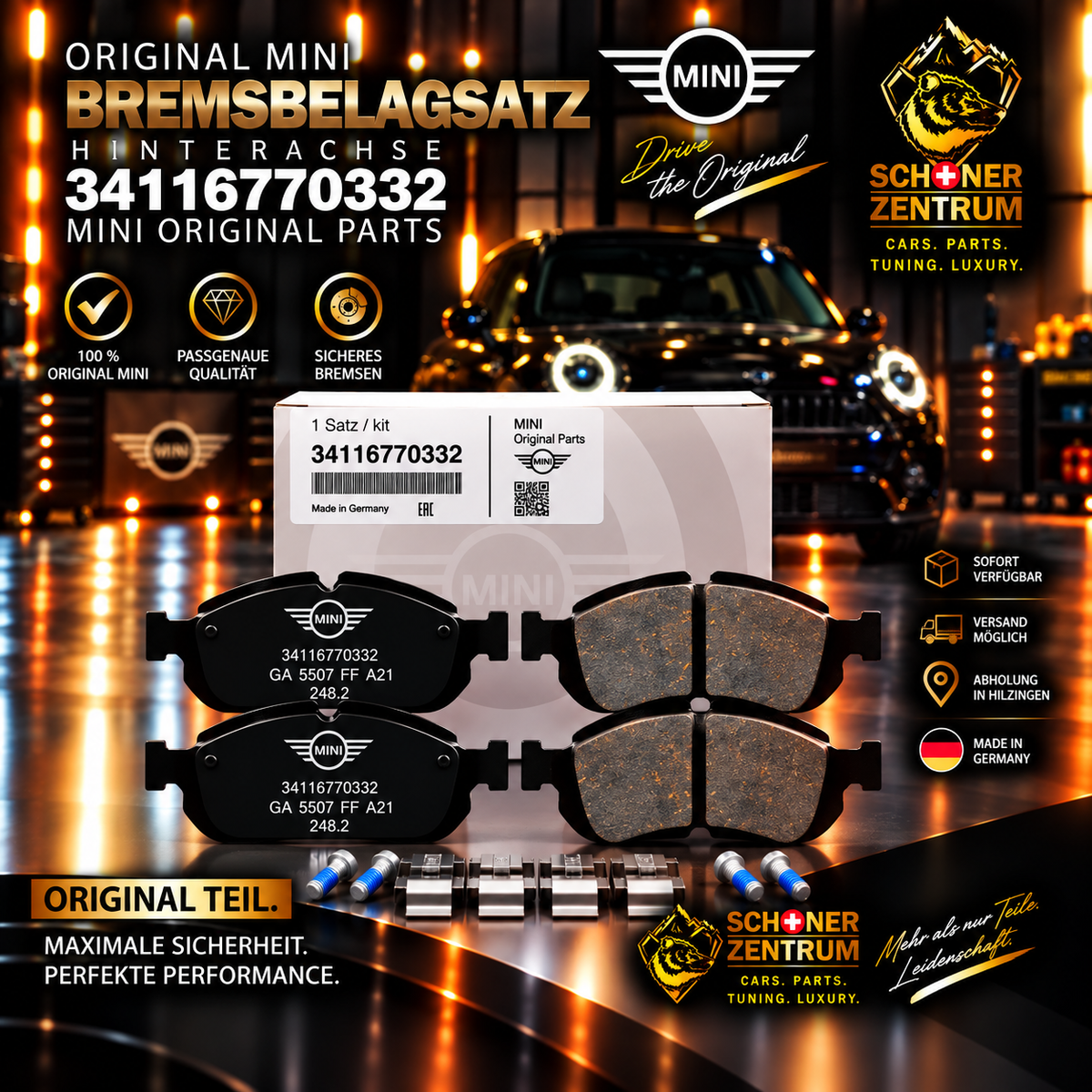 MINI Original Reparatursatz Bremsbeläge 34116770332 – Schöner Zentrum