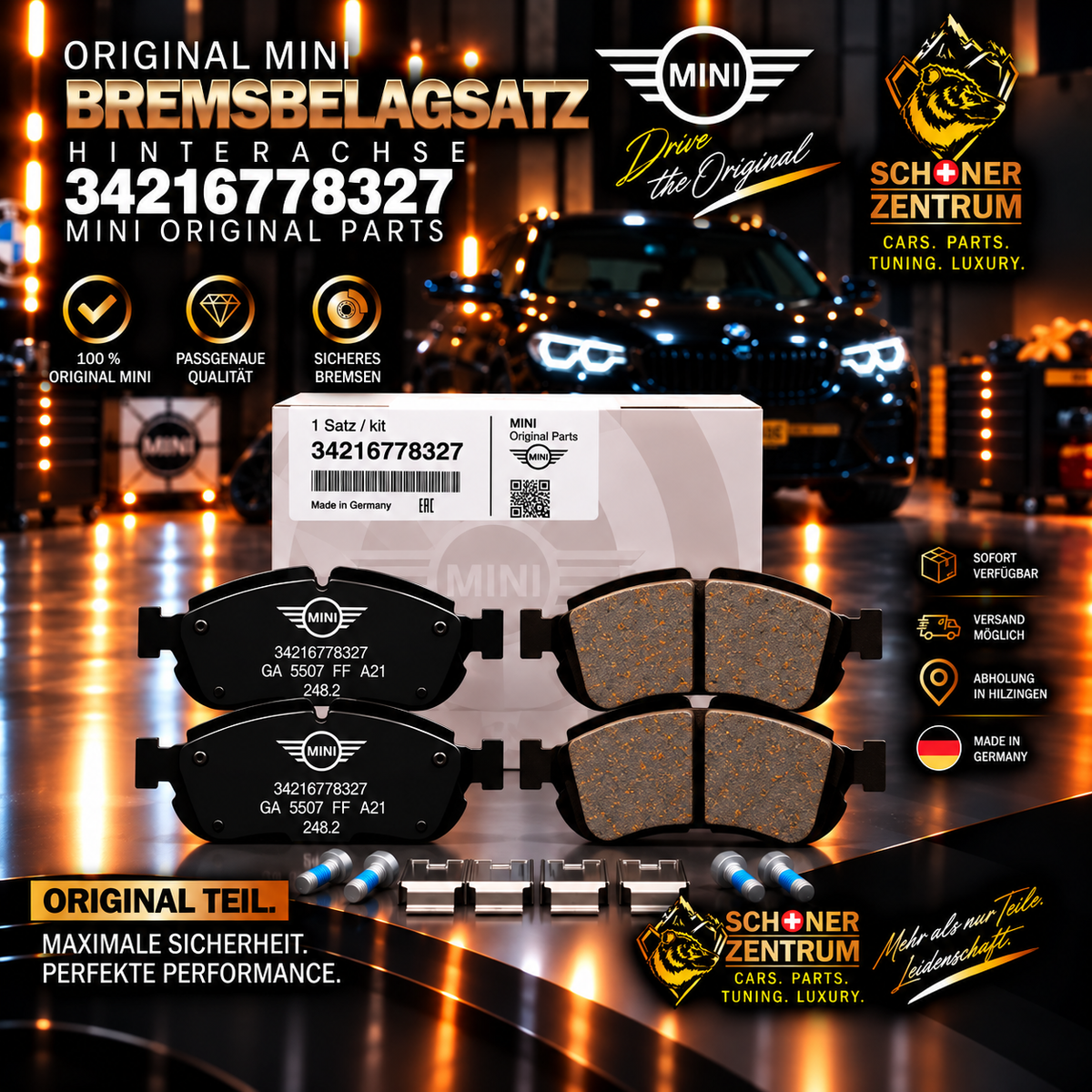 MINI Original Bremsbeläge hinten 34216778327 – Schöner Zentrum