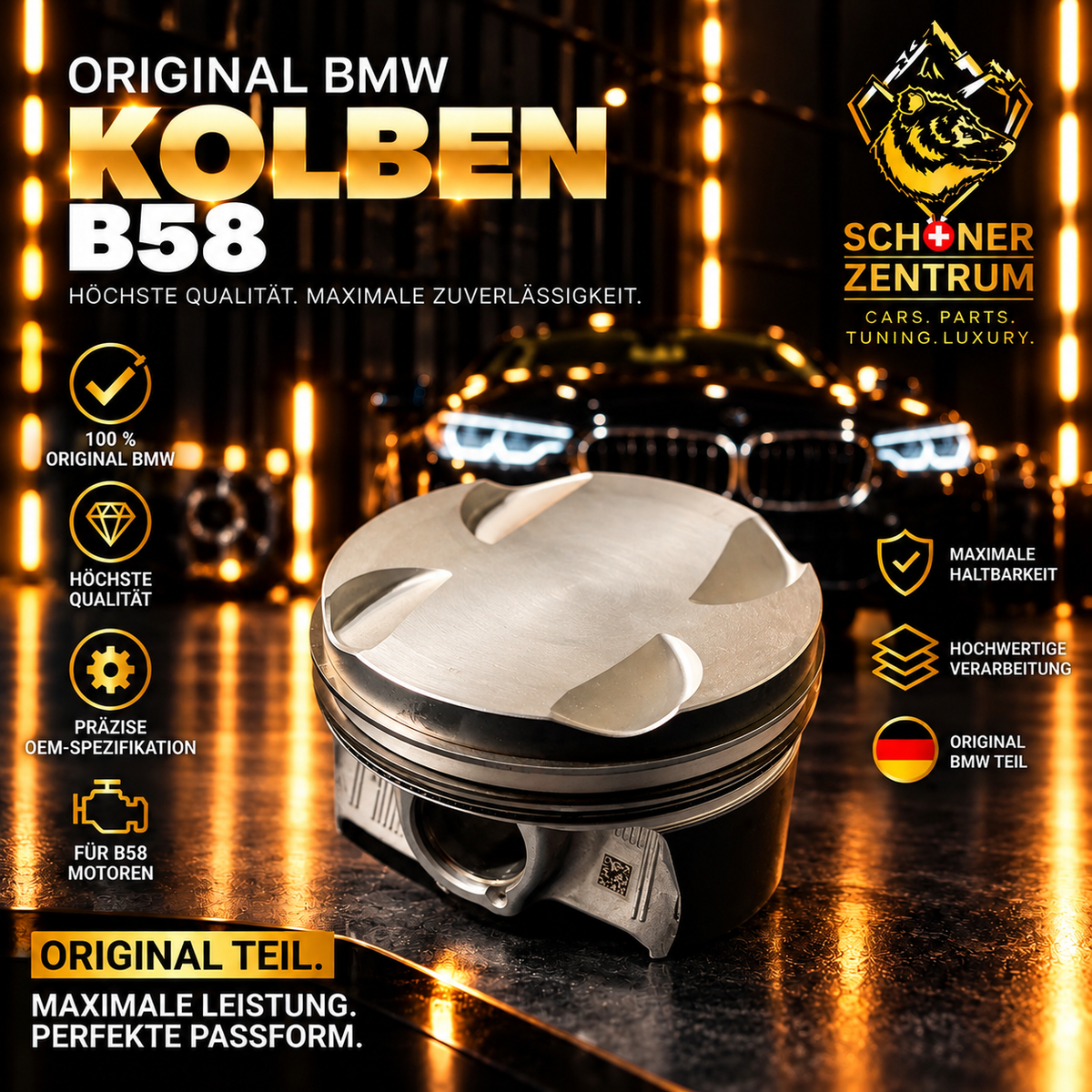 Original BMW B58 Kolben – Schöner Zentrum Werbegrafik