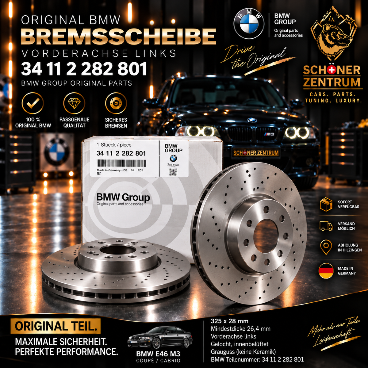 Original BMW Bremsscheibe Vorderachse links 325x28 – 34 11 2 282 801