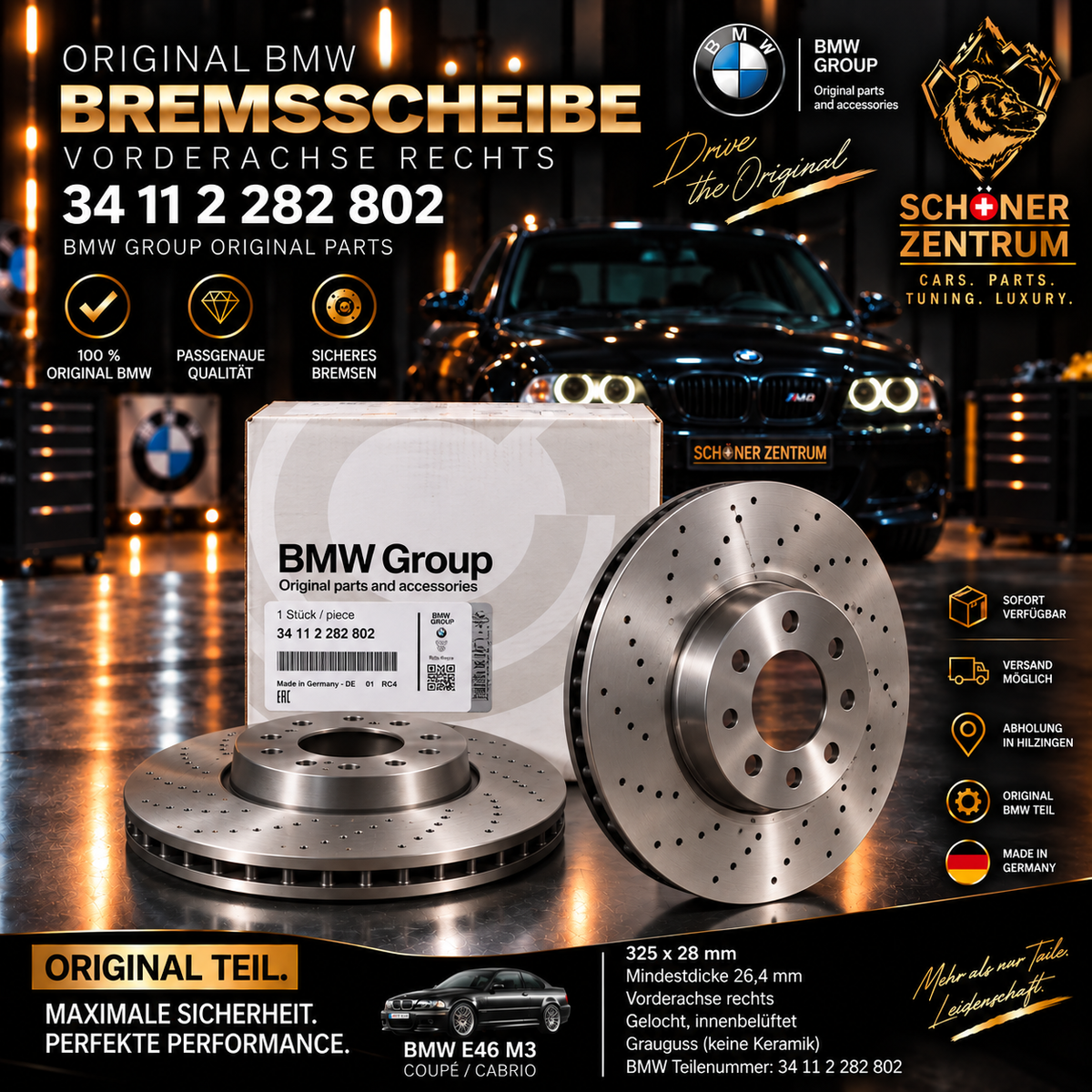Original BMW Bremsscheibe Vorderachse rechts 325x28 – 34 11 2 282 802