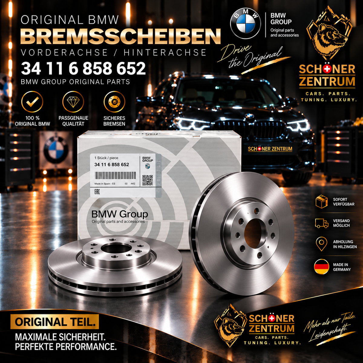 Original BMW MINI Bremsscheibe 34 11 6 858 652 – 294x22 mm – Vorderachse
