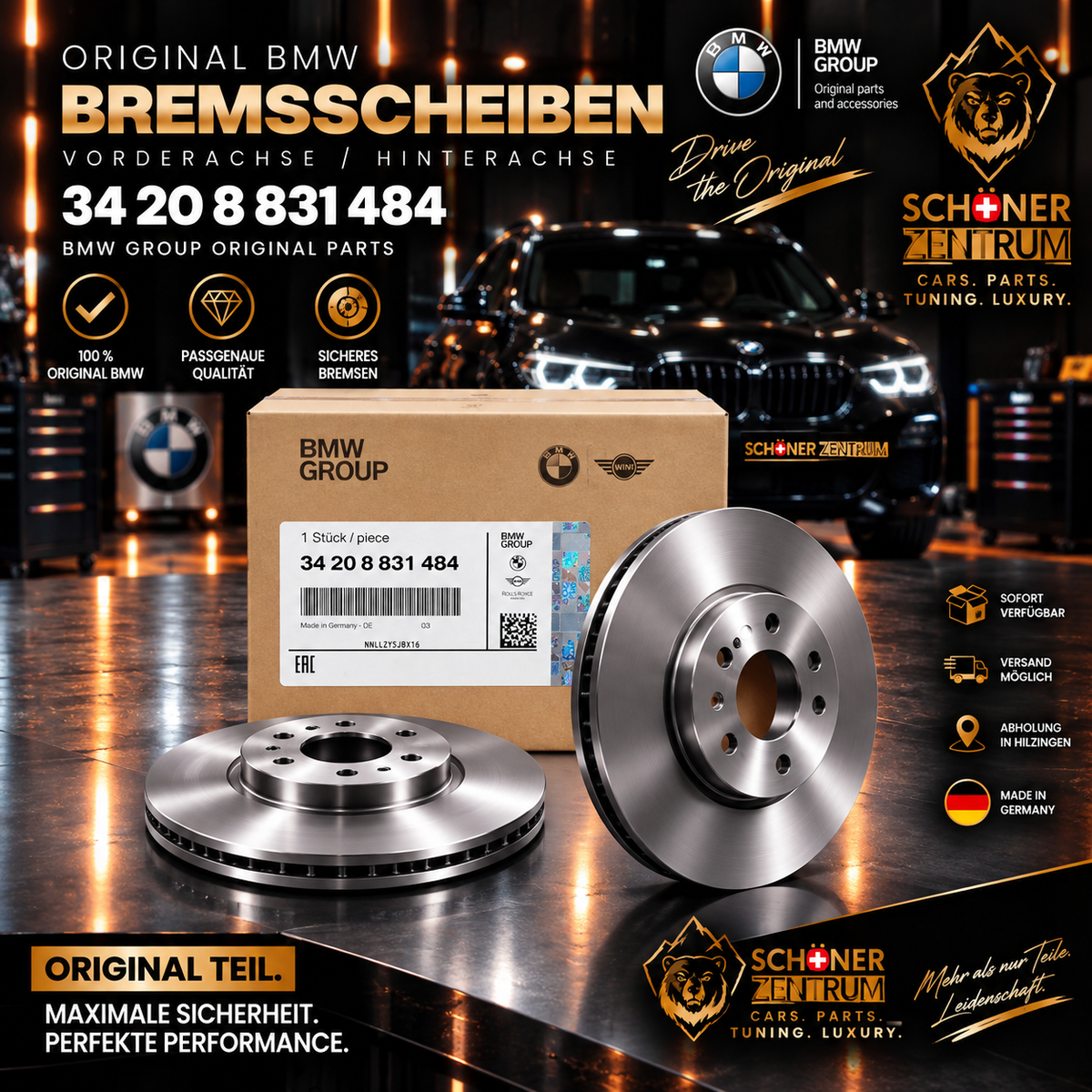 Original BMW Bremsscheibe 34 20 8 831 484 – 345x24 mm – Hinterachse