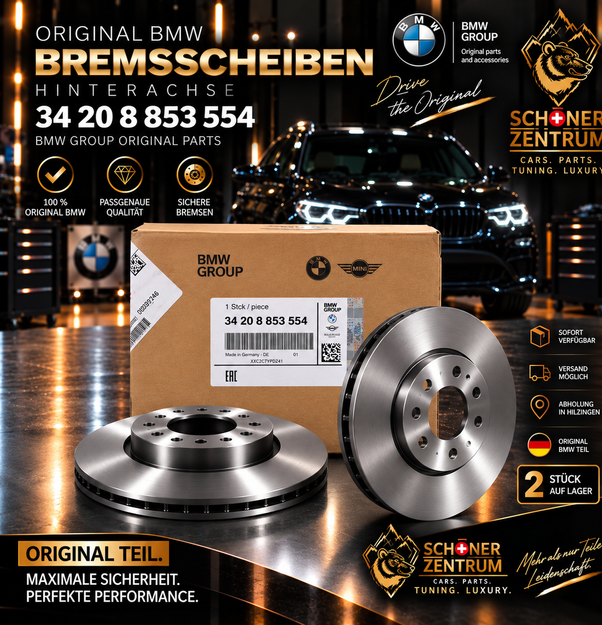 Original BMW Bremsscheibe Hinterachse 345x24 – 34 20 8 853 554