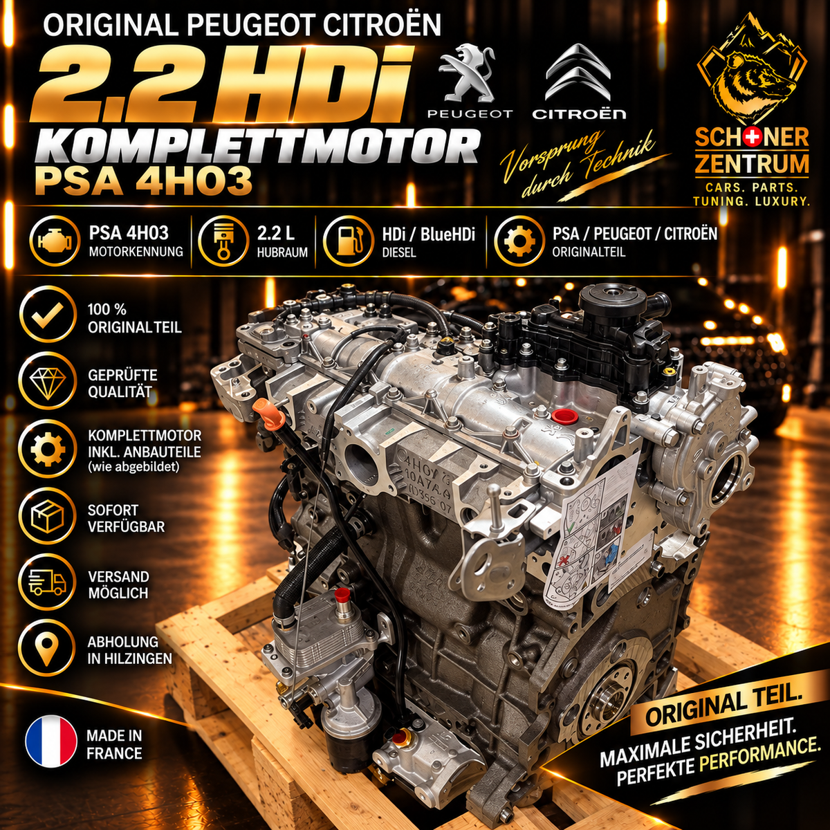 Original PSA Peugeot Citroen 2.2 HDi Komplettmotor 4H03