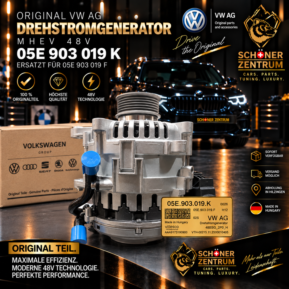 VW Vitesco 48V Startergenerator 05E903019K – Schöner Zentrum Präsentationsbild; Ausführung siehe Originalfotos