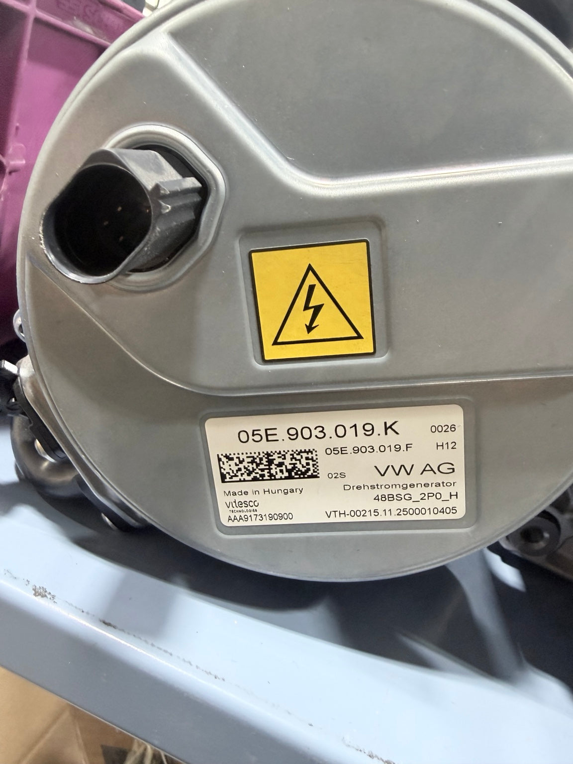 Original-Typenschild VW AG Vitesco 05E903019K, 48BSG_2P0_H, H12, Made in Hungary