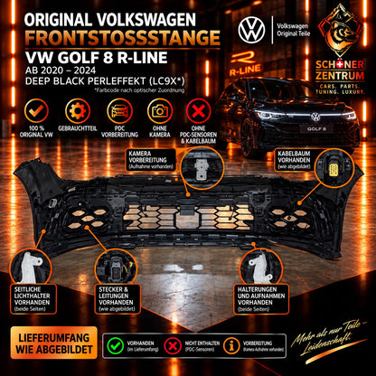 Original VW Golf 8 R-Line Frontstoßstange Deep Black Perleffekt – Rückseite