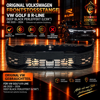 Original VW Golf 8 R-Line Frontstoßstange Deep Black Perleffekt – Vorderseite
