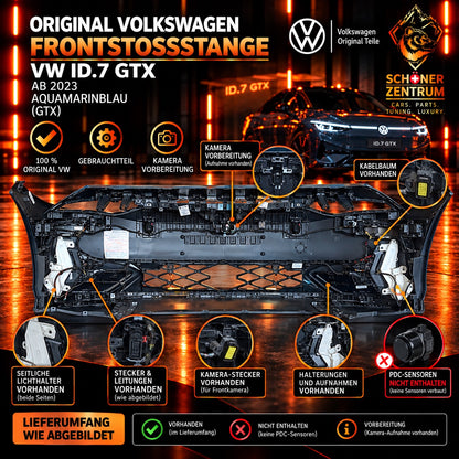 Original VW ID.7 GTX Frontstoßstange Aquamarin – Vorderansicht
