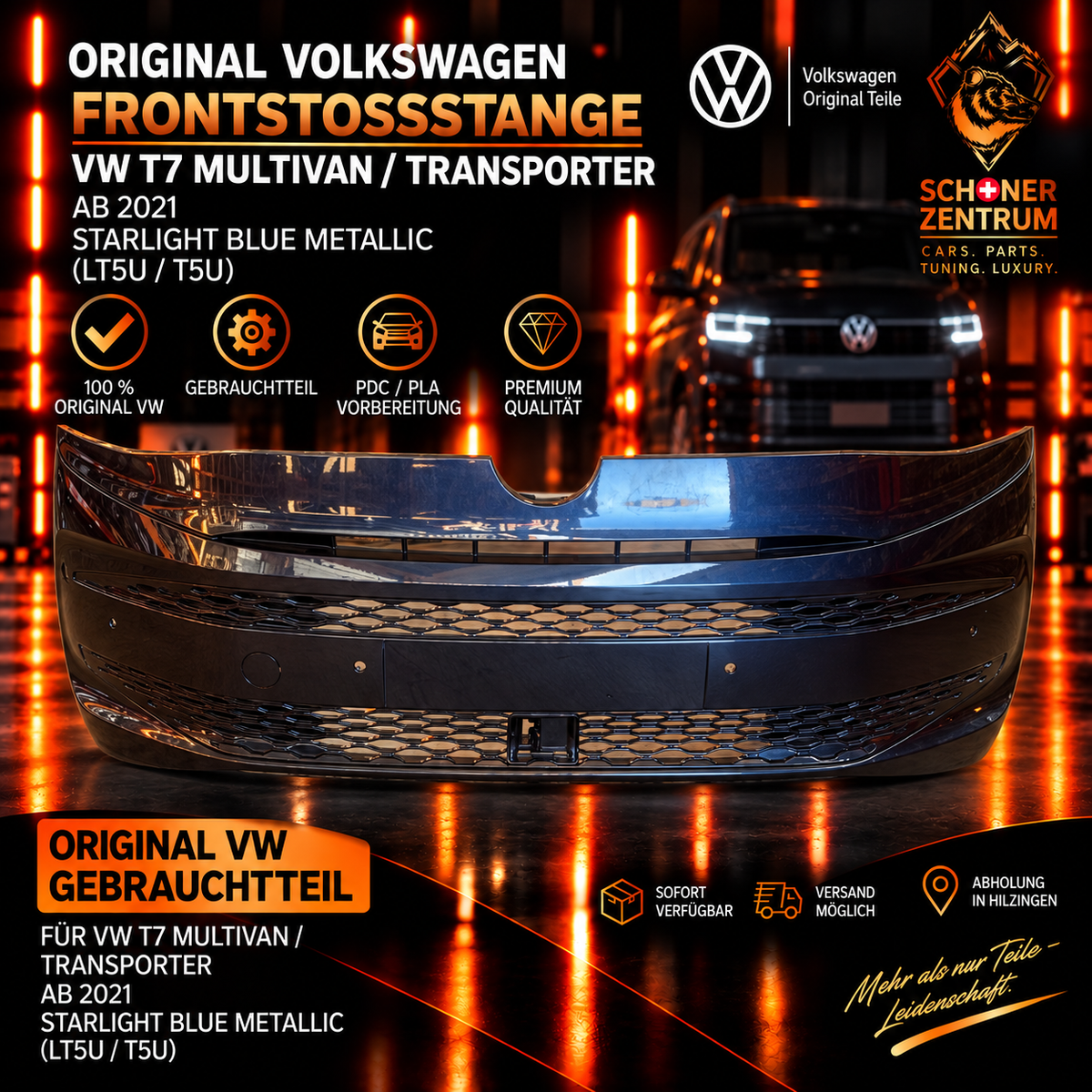 Original VW T7 Frontstoßstange 7T0 807 221 C Starlight Blue Metallic