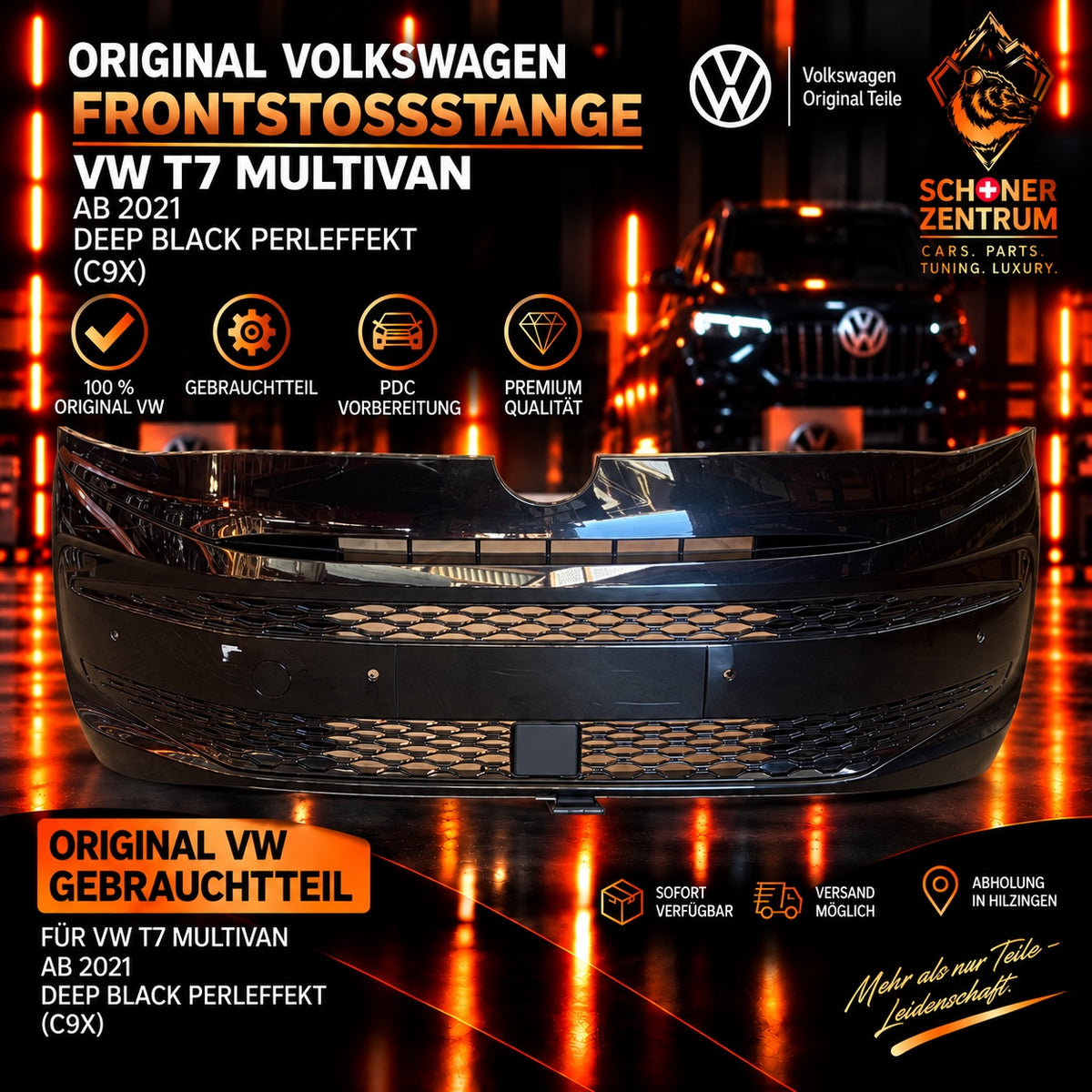 Original VW T7 Multivan Frontstoßstange Deep Black Perleffekt C9X