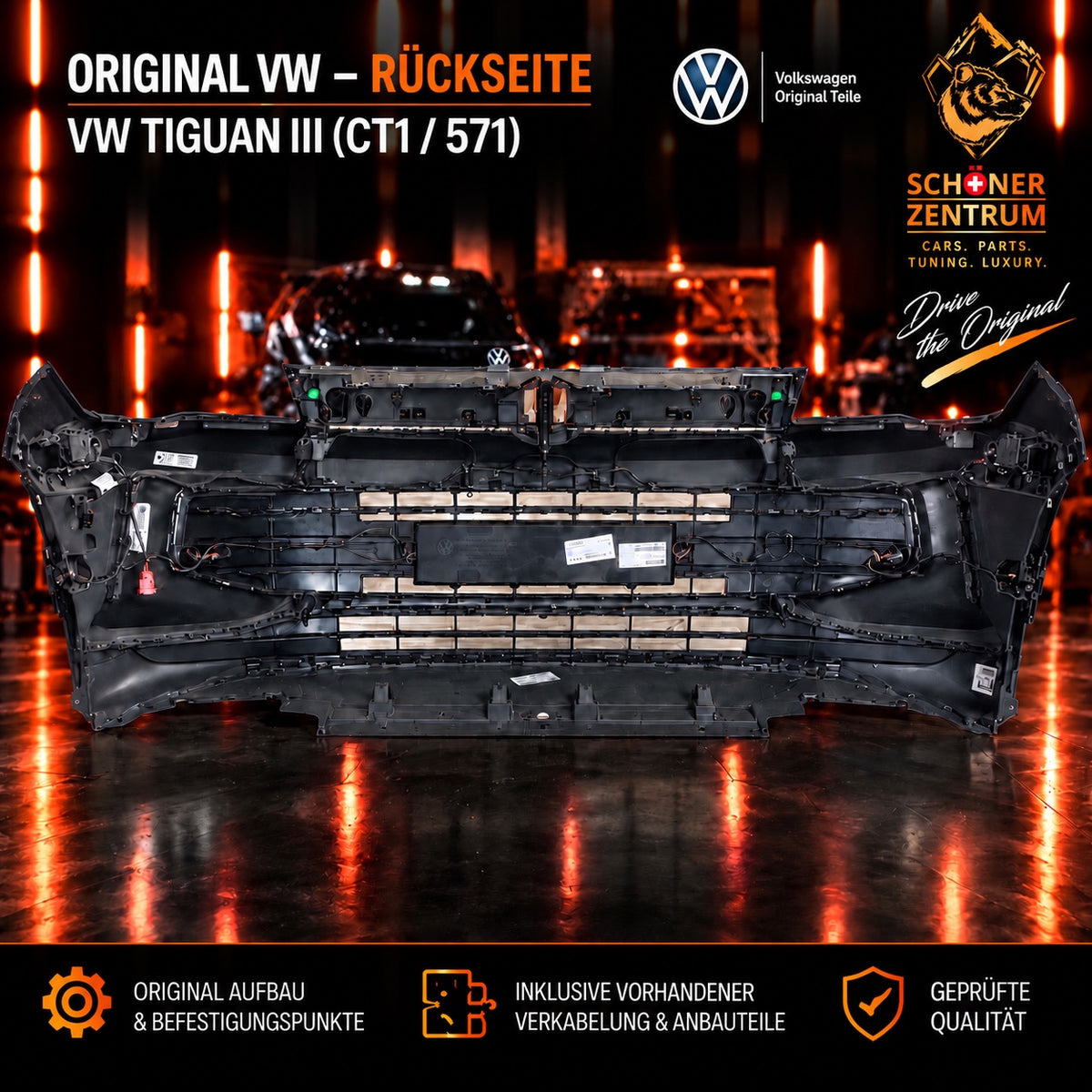 Original VW Tiguan III CT1 Frontstoßstange Rückseite Verkabelung
