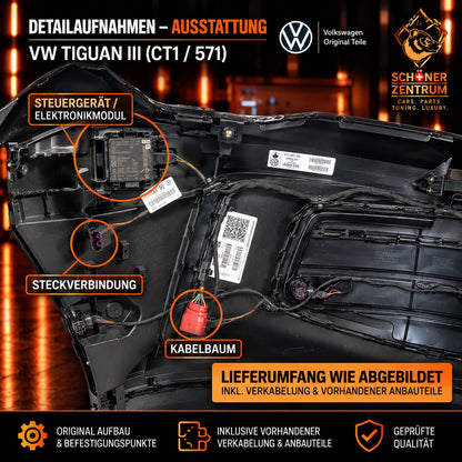 Original VW Tiguan III CT1 Frontstoßstange Detailaufnahme vorhandene Verkabelung und Anbauteile
